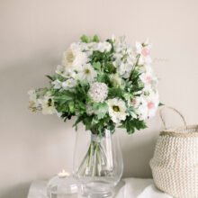 Large seasonal cottage garden faux bouquet in vase