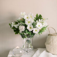 Medium seasonal cottage garden faux bouquet in vase